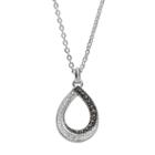Silver Luxuries Marcasite & Crystal Teardrop Pendant Necklace, Women's, Grey