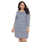 Plus Size Sonoma Goods For Life&trade; Stripe T-shirt Dress, Women's, Size: 1xl, Blue