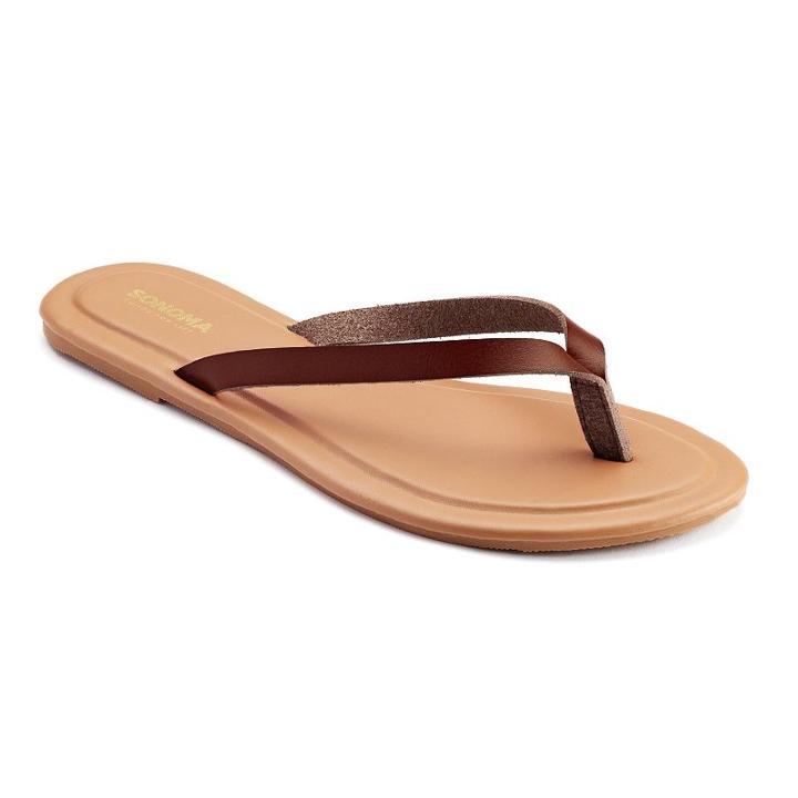 Sonoma Goods For Life&trade; Women's Casual Thong Flip-flops, Size: Large, Brown