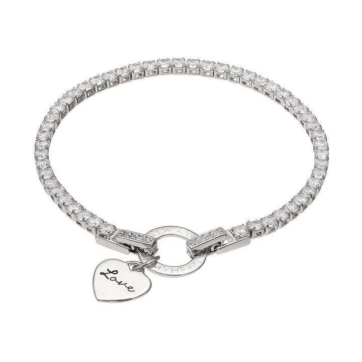 Dovetail Silver Plated Always In My Heart Cubic Zirconia Tennis Bracelet, Women's, Size: 7.5, White