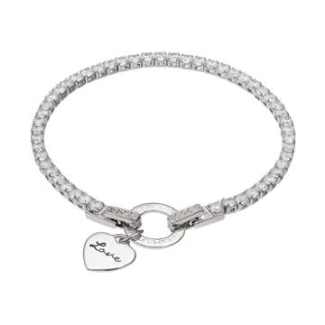 Dovetail Silver Plated Always In My Heart Cubic Zirconia Tennis Bracelet, Women's, Size: 7.5, White