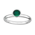 Stacks And Stones Sterling Silver Lab-created Emerald Stack Ring, Women's, Size: 9, Green