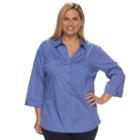 Plus Size Croft & Barrow&reg; Cuffed Button-down Shirt, Women's, Size: 2xl, Blue Other