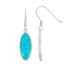 Lab-created Blue Opal Sterling Silver Oval Drop Earrings, Women's