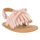 Baby Girl Wee Kids Fringe & Bow Sandal Crib Shoes, Size: 1, Pink