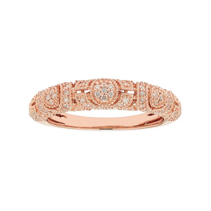 14k Gold 1/4 Carat T.w. Igl Certified Diamond Art Deco Wedding Ring, Women's, Size: 8, White