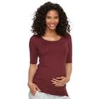 Maternity A:glow Scoopneck Ruched Tee, Women's, Size: Xxl-mat, Dark Red