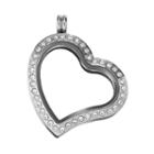 Blue La Rue Crystal Stainless Steel 1.2-in. Heart Locket, Women's, Silver