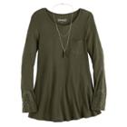 Girls 7-16 & Plus Size Mudd&reg; Ribbed Pocket Jegging Tee With Necklace, Size: 14 1/2, Dark Green