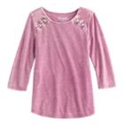 Girls 7-16 Mudd&reg; 3/4-sleeve Lace Shoulder Raglan Tunic, Size: 16, Drk Purple