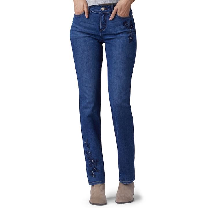 Women's Lee Flex Motion Regular Fit Straight-leg Jeans, Size: 10 Avg/reg, Blue