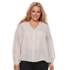 Plus Size Jennifer Lopez Pearl Accented Button-up Top, Women's, Size: 1xl, Pink