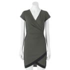 Juniors' Almost Famous Faux-wrap Dress, Teens, Size: Small, Dark Green