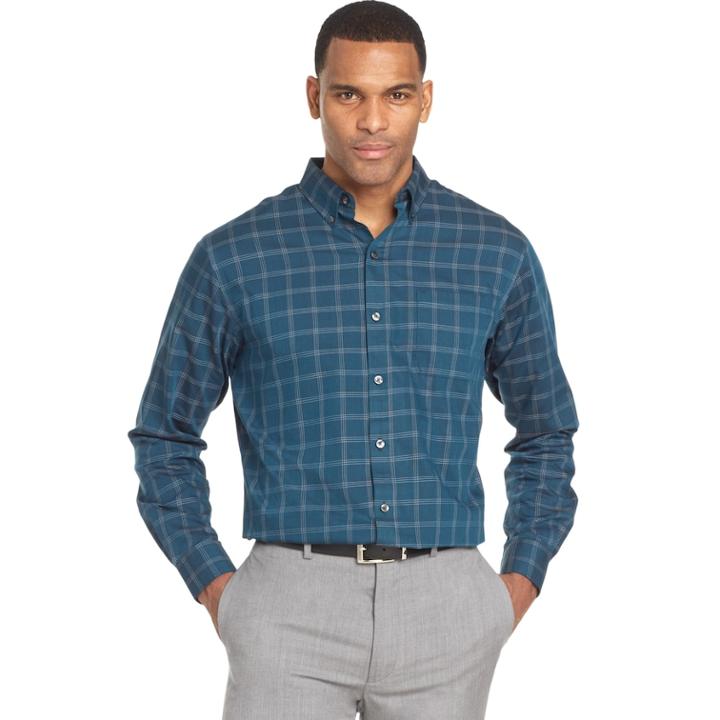 Men's Van Heusen Wrinkle-free Classic-fit Button-down Shirt, Size: Large, Turquoise/blue (turq/aqua)
