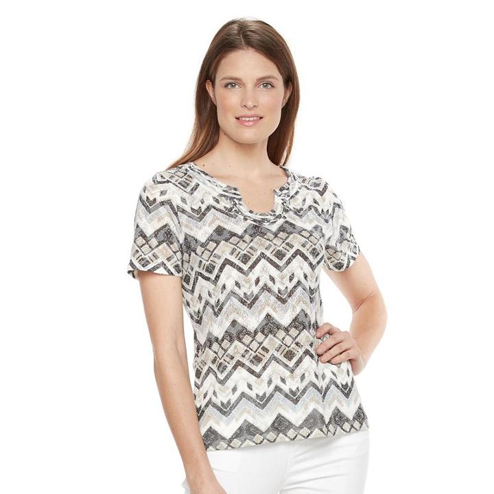 Petite Napa Valley Chevron Burnout Tee, Women's, Size: M Petite, Black