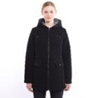 Women's Braetan Hooded Quilted Mid-length Jacket, Size: Xl, Black