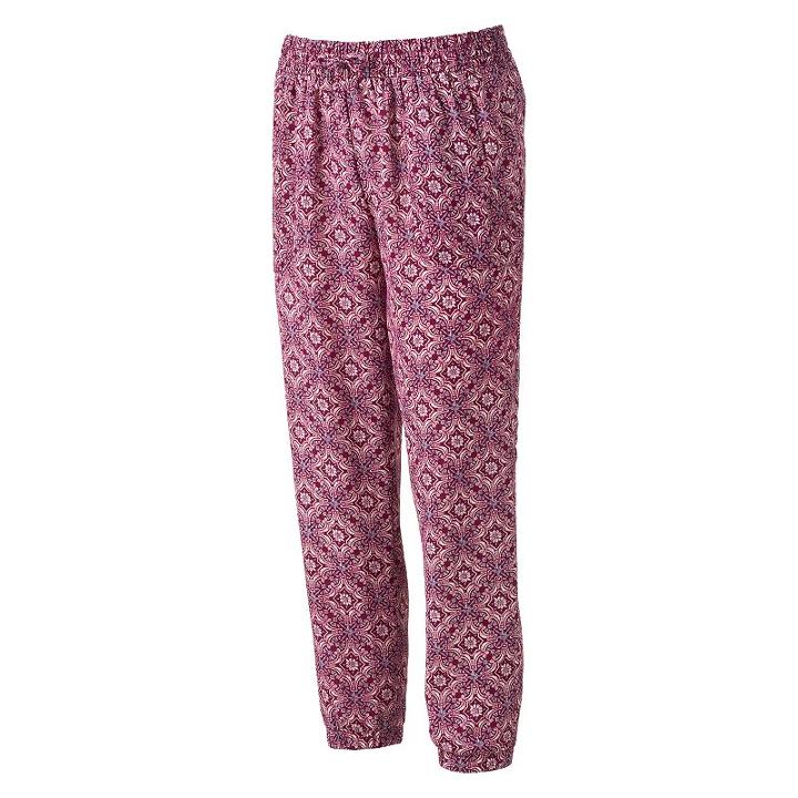 Juniors' About A Girl Print Jogger Pants, Size: Medium, Dark Red