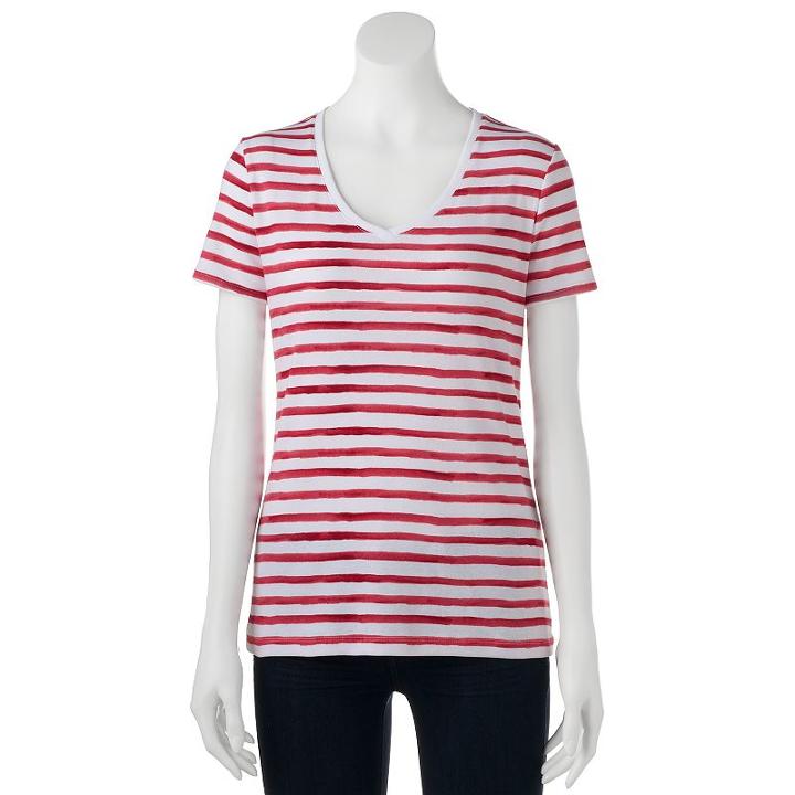 Women's Croft & Barrow&reg; Essential V-neck Tee, Size: Medium, Med Red