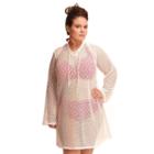 Plus Size Paramour Crocheted Lace-up Cover-up, Women's, Size: 2xl, White