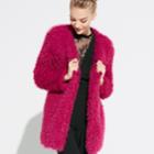 K/lab Faux-fur Coat, Teens, Size: Xs, Dark Pink