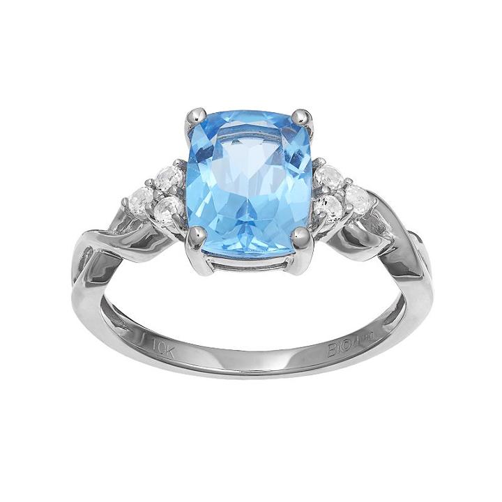 10k White Gold Blue & White Topaz Ring, Women's, Size: 5