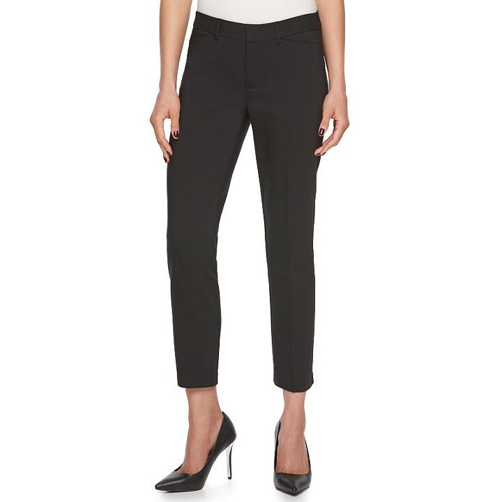 Women's Elle&trade; Solid Ankle Skinny Pants, Size: 4, Black