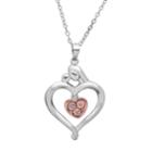 Rose Gold-tone Sterling Silver And Sterling Silver Diamond Accent Motherly Love Heart Pendant, Women's, Size: 18, White