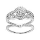 Always Yours Sterling Silver 1/2 Carat T.w. Diamond Cluster Engagement Ring Set, Women's, Size: 8, White