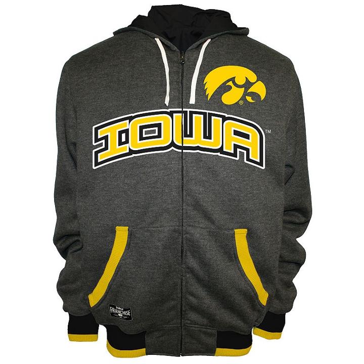 Men's Franchise Club Iowa Hawkeyes Power Play Reversible Hooded Jacket, Size: 4xl, Grey