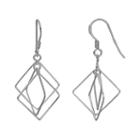 Sterling Silver Square Drop Earrings, Women's, Grey