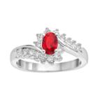City Rox Silver-plated Cubic Zirconia Bypass Ring, Women's, Size: 7, Red