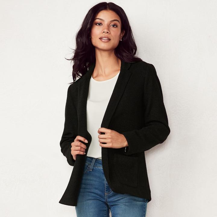 Petite Lc Lauren Conrad Cozy Blazer, Women's, Size: M Petite, Black