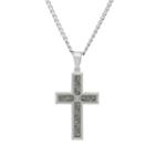 Diamond Accent Stainless Steel & Carbon Fiber Cross Pendant Necklace - Men, Size: 24, Grey