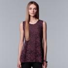 Women's Simply Vera Vera Wang Burnout Floral Tank, Size: Large, Dark Pink