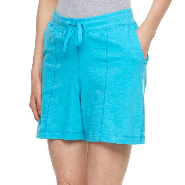 Women's Caribbean Joe Seamed Pull-on Shorts, Size: Large, Turquoise/blue (turq/aqua)