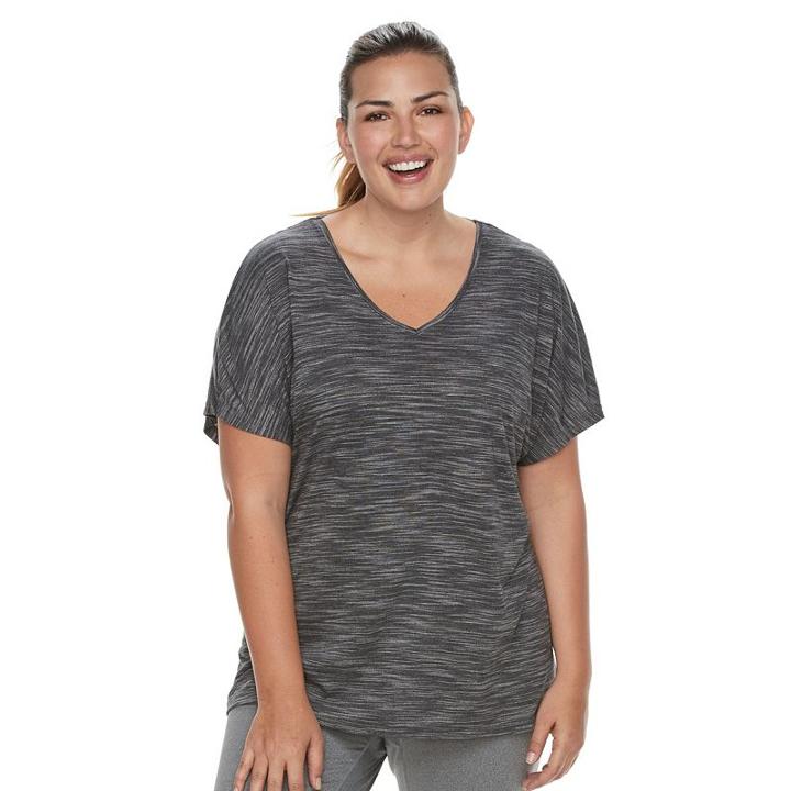 Plus Size Women's Tek Gear&reg; Mock-layer Racerback Tee, Size: 1xl, Black