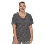 Plus Size Women's Tek Gear&reg; Mock-layer Racerback Tee, Size: 1xl, Black