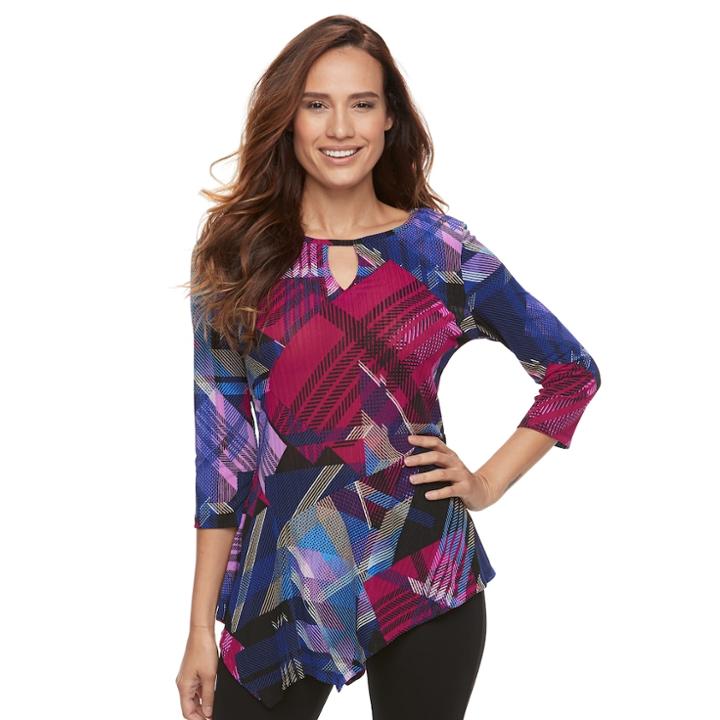Petite Dana Buchman Keyhole Asymmetrical Top, Women's, Size: Xl Petite, Lt Purple