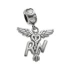 Logoart Sterling Silver Rn Caduceus Nurse Charm, Women's, Grey