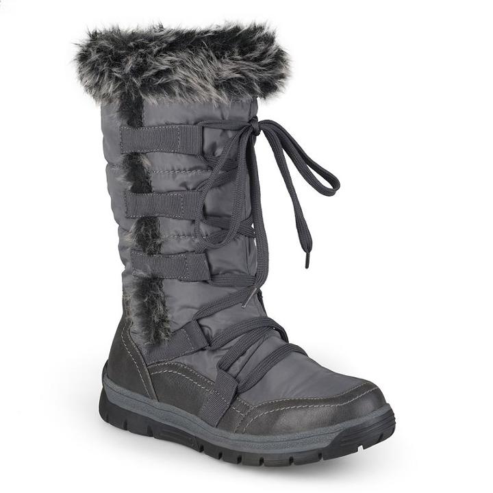 Journee Collection Pelt Women's Water-resistant Winter Boots, Girl's, Size: 6, Grey