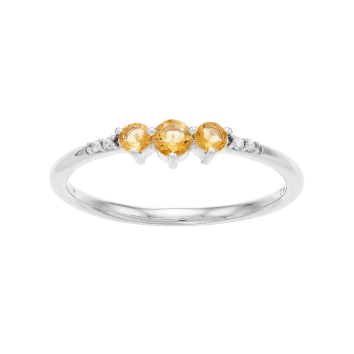 Lc Lauren Conrad 10k White Gold Citrine & Diamond Accent 3-stone Ring, Women's, Size: 8, Yellow