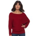 Women's Jennifer Lopez Ribbed Dolman Sweater, Size: Medium, Dark Red