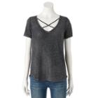 Women's Rock & Republic&reg; Crisscross Tee, Size: Medium, Med Grey