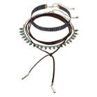 Mudd&reg; Tribal, Embroidered & Lariat Choker Necklace Set, Women's, Brown