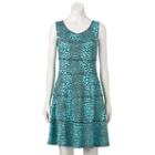 Women's Perceptions Seamed Dot Fit & Flare Dress, Size: 16, Med Blue