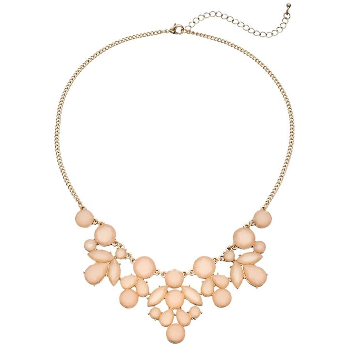 Mudd&reg; Peach Geometric Stone Statement Necklace, Women's, Light Pink