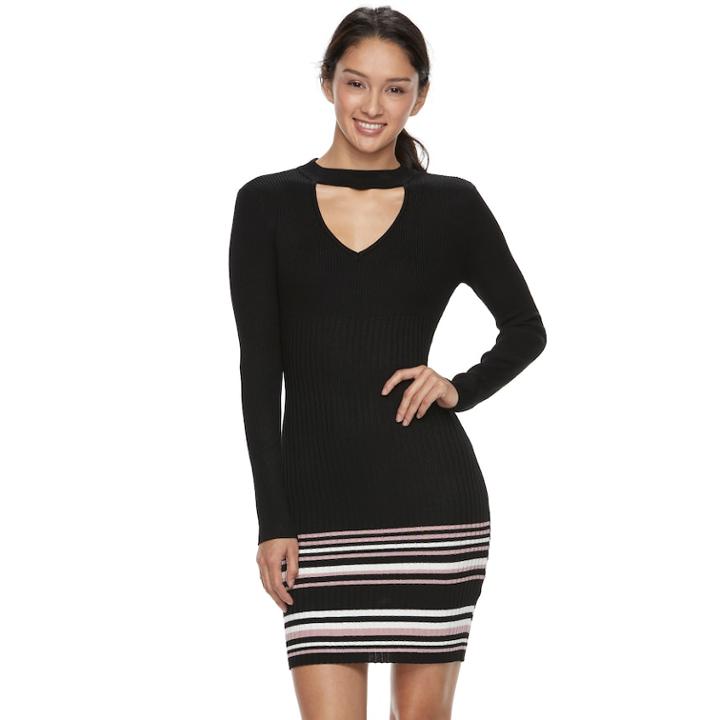 Juniors' Almost Famous Cut-out Ribbed Sweater Dress, Teens, Size: Medium, Grey Other