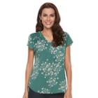 Women's Croft & Barrow&reg; Printed Woven Top, Size: Small, Green