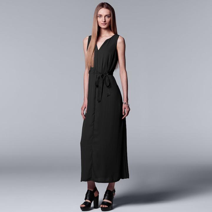 Women's Simply Vera Vera Wang Chiffon Maxi Dress, Size: Small, Black