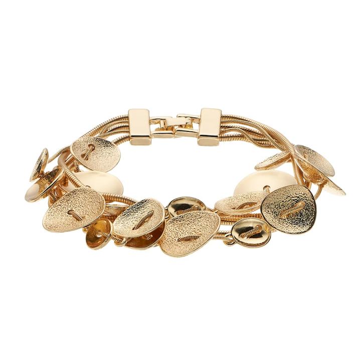 Dana Buchman Textured & Polished Disc Multistrand Bracelet, Women's, Gold